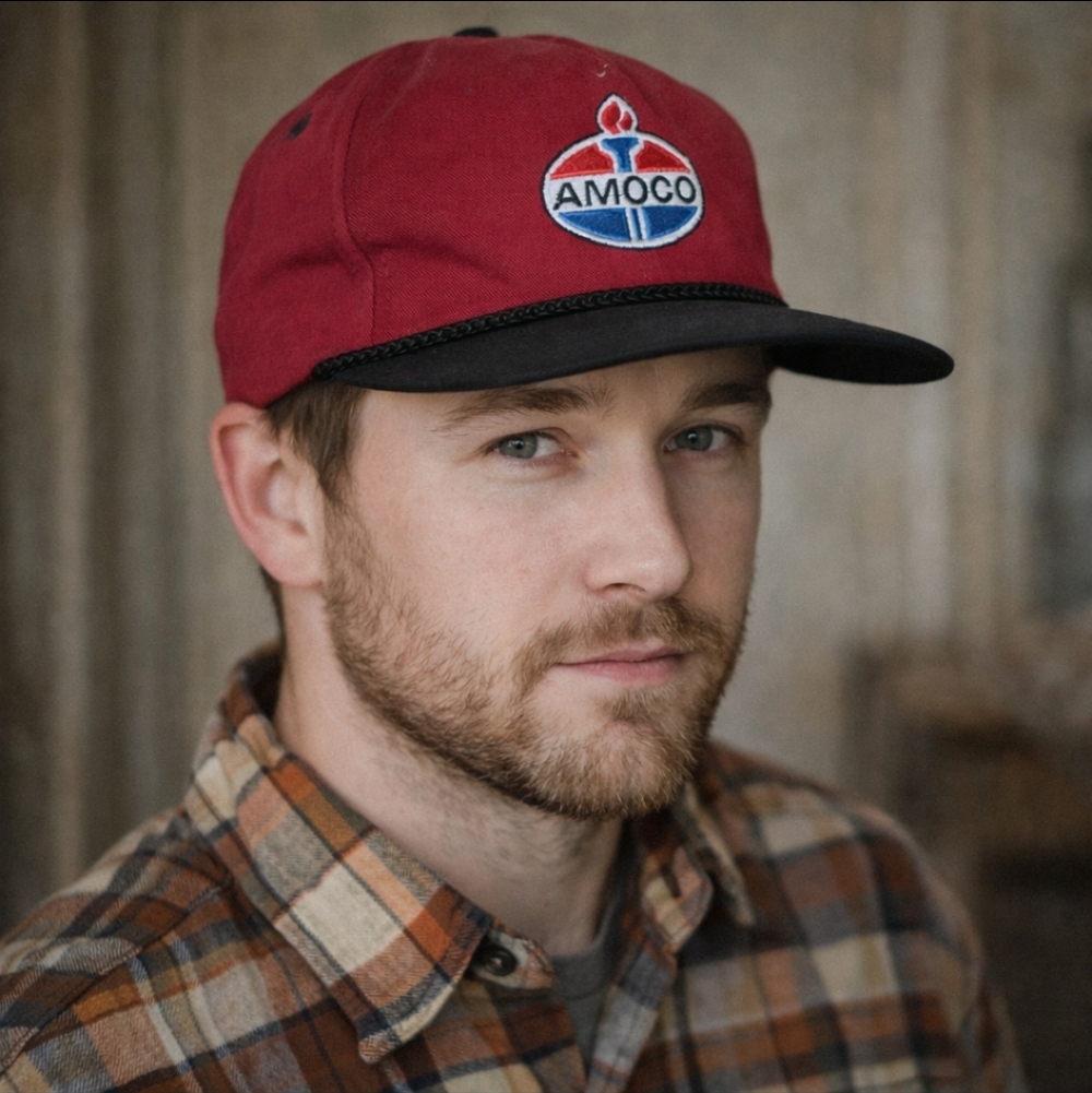 Vtg Amoco Gas Red Snap Back 6 Panel Baseball Trucker Cap EUC